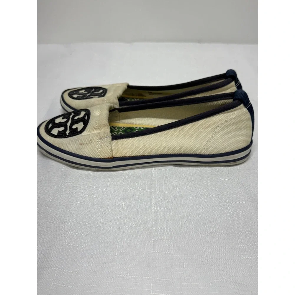 Tory Burch Raymond Loafers Women's Size 6M Ivory Low Top Slip On Canvas Flats